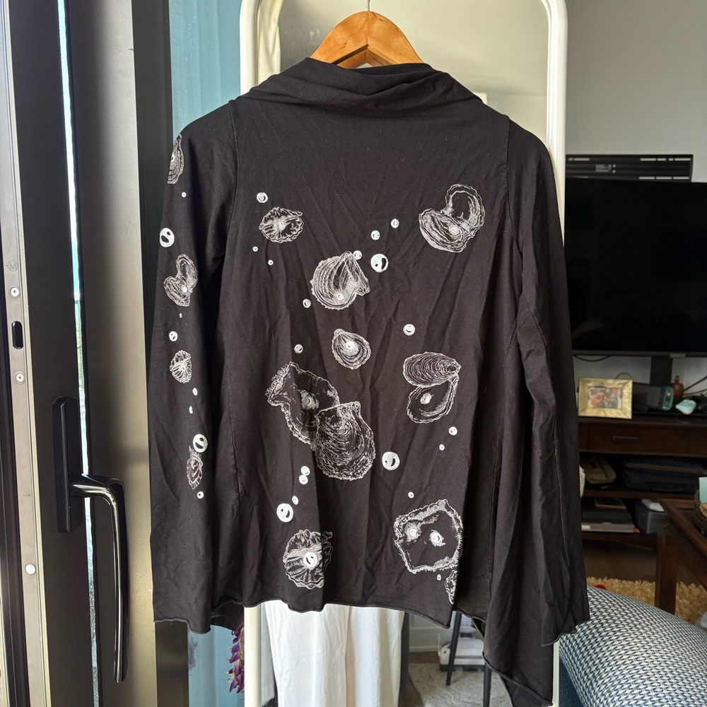 Lauren Moshi Black Jacket with Artistic shell Print